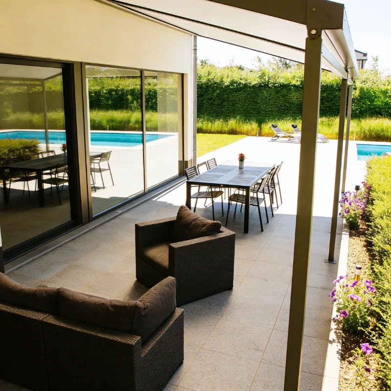 réalisation stores sur coulisses aloa veranda